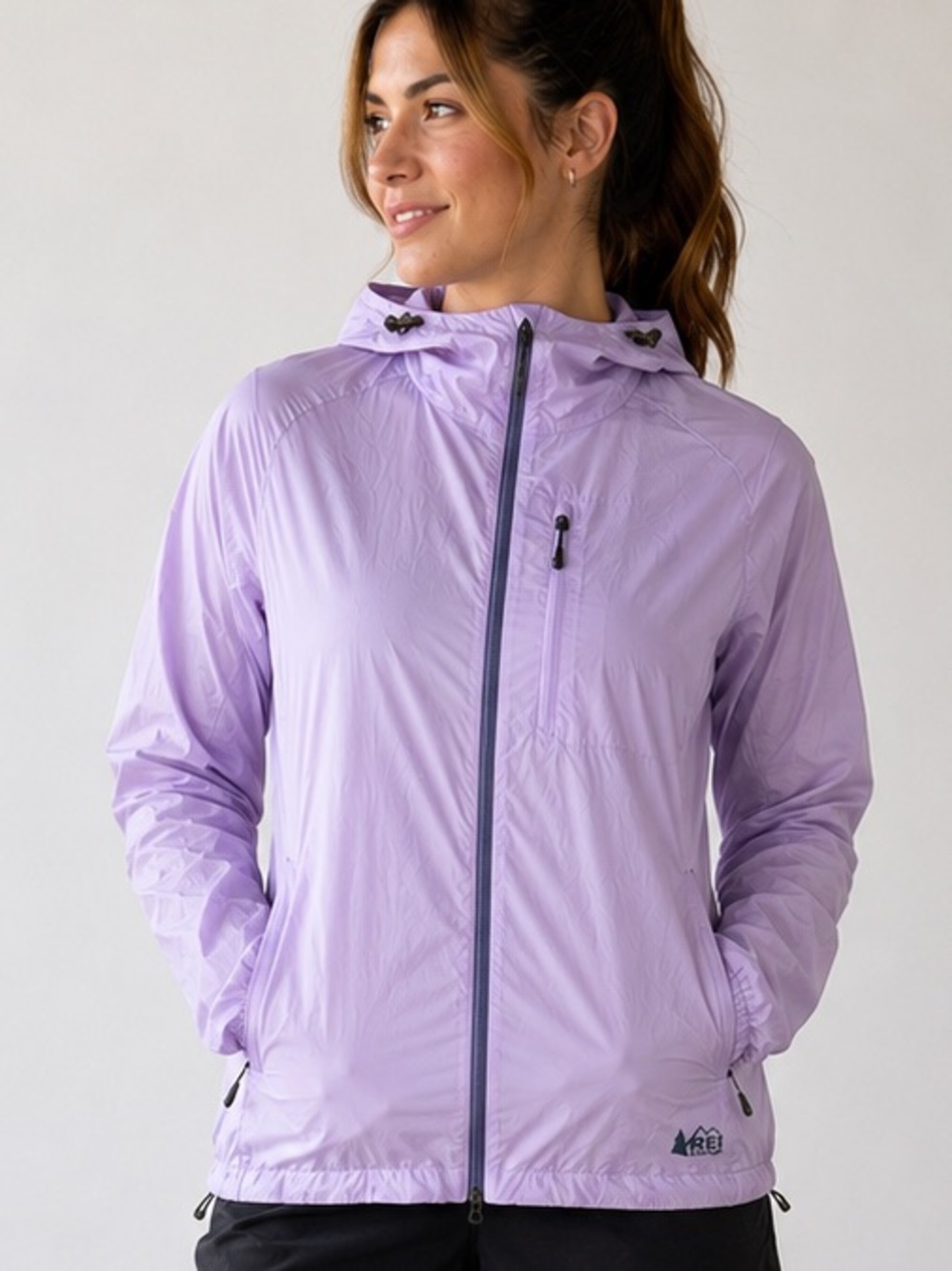 REI Co-op Flash Jacket Women’s Small Lavender Ultralight Packable Windbreaker